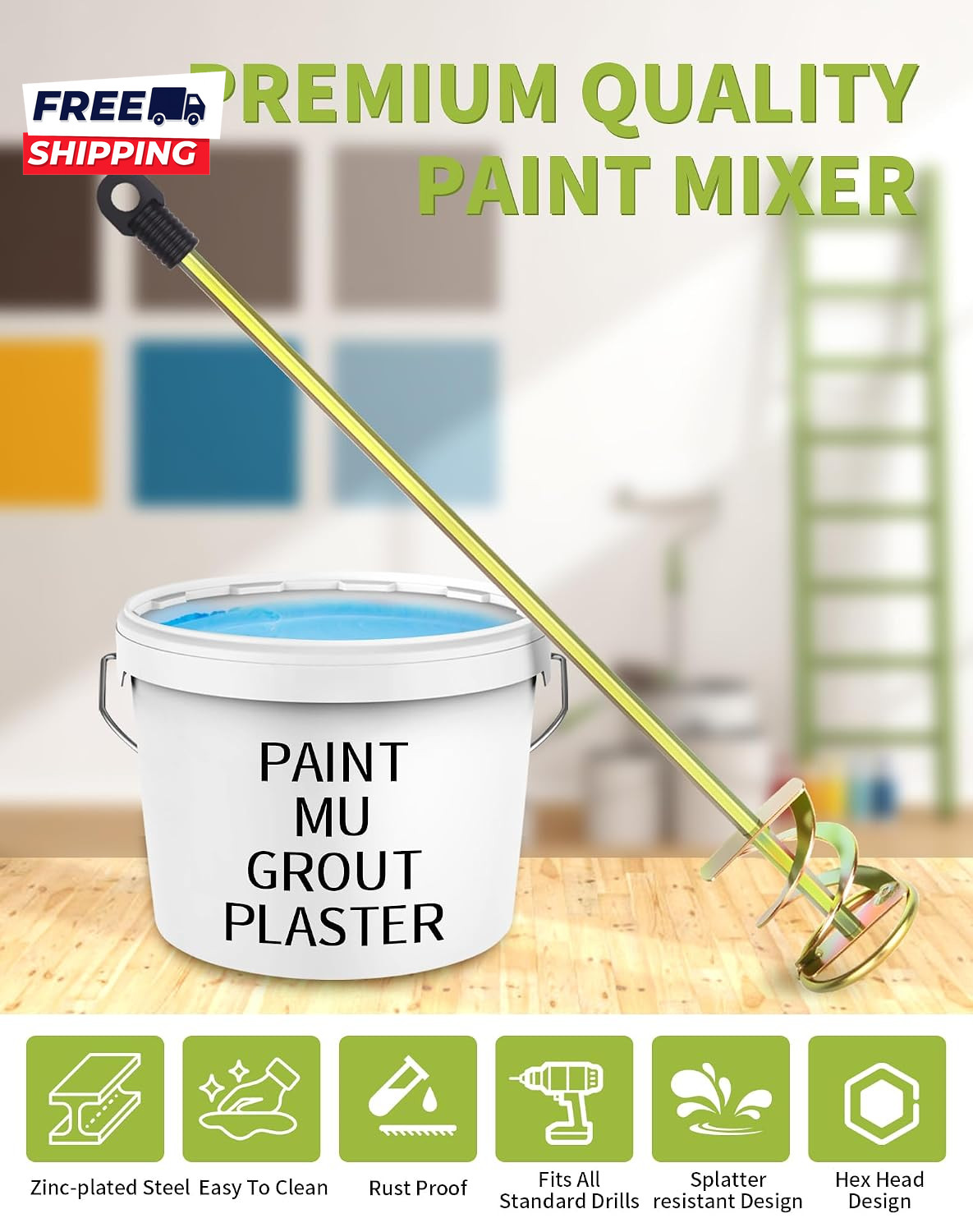 Paint Mixer for Drill Paint Stirring Drill Attachment for 1-5 Gallon Bucket