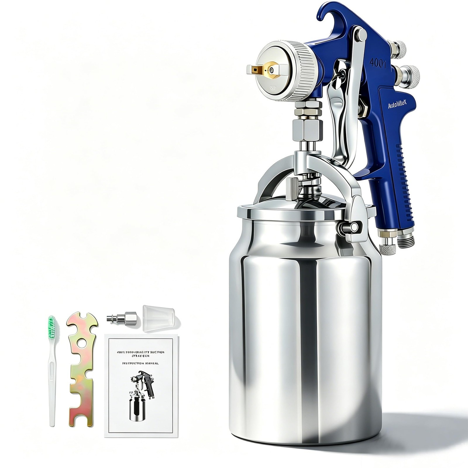 Autovitex 34 Ounce Siphon Feed Spray Gun 2.0 Mm Copper Nozzle Professional Hvlp