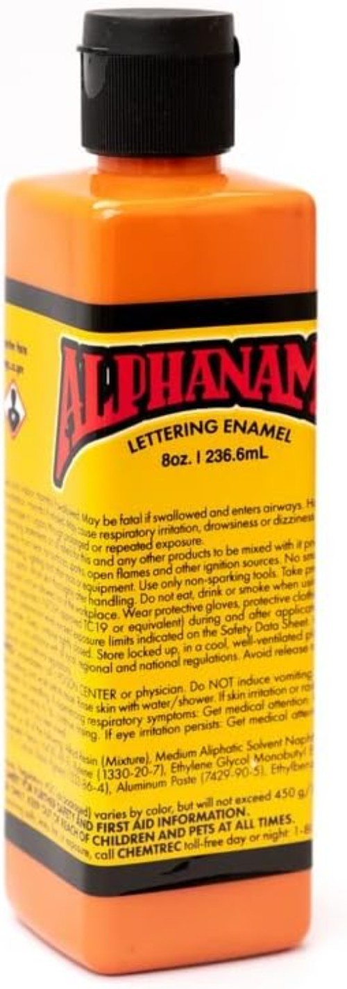 Alpha Orange Enamel Paint – 8 oz Glossy Finish, Ideal for Artists & Sign Makers