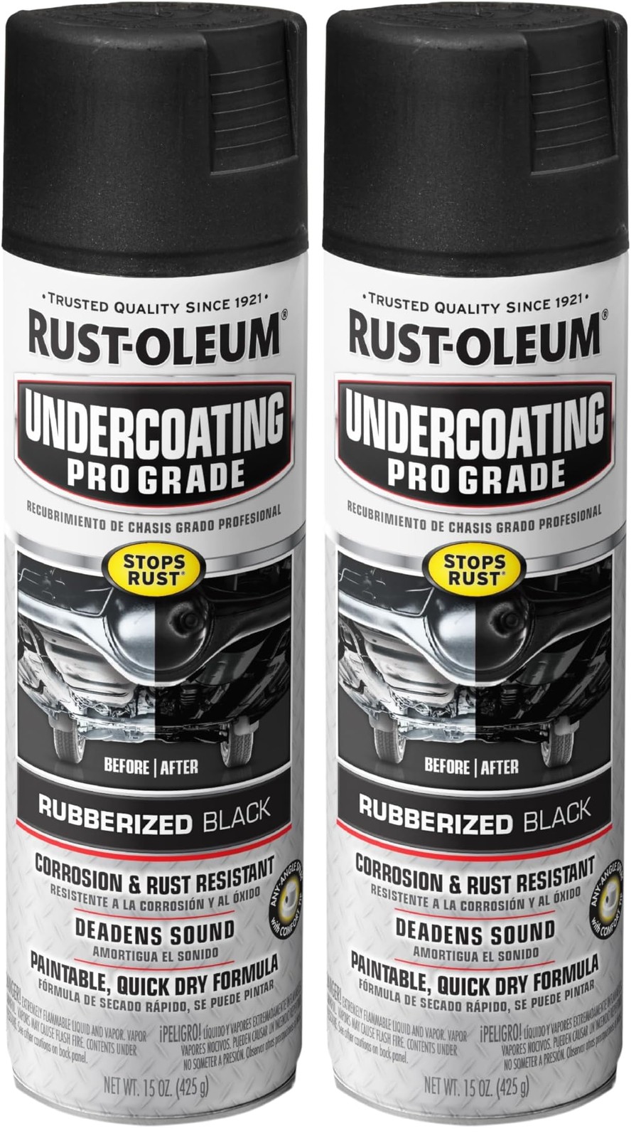 Rust-Oleum 248656 Professional Grade Rubberized 15 Ounce (Pack of 2), Black