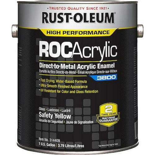 Rust Oleum Acrylic Enamel Paint Safety Yellow 1 Gal Metal Gloss DTM Coating