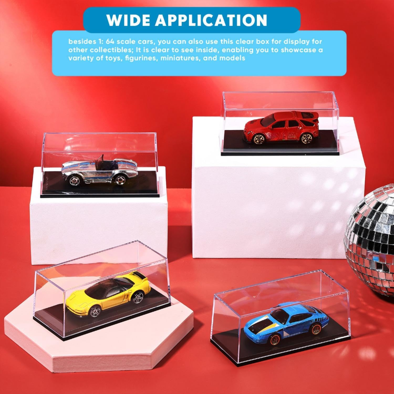 4 Pcs 1/64 Display Case Acrylic Model Cars Display Case 4.17 X 1.81 X 1.81 Inche