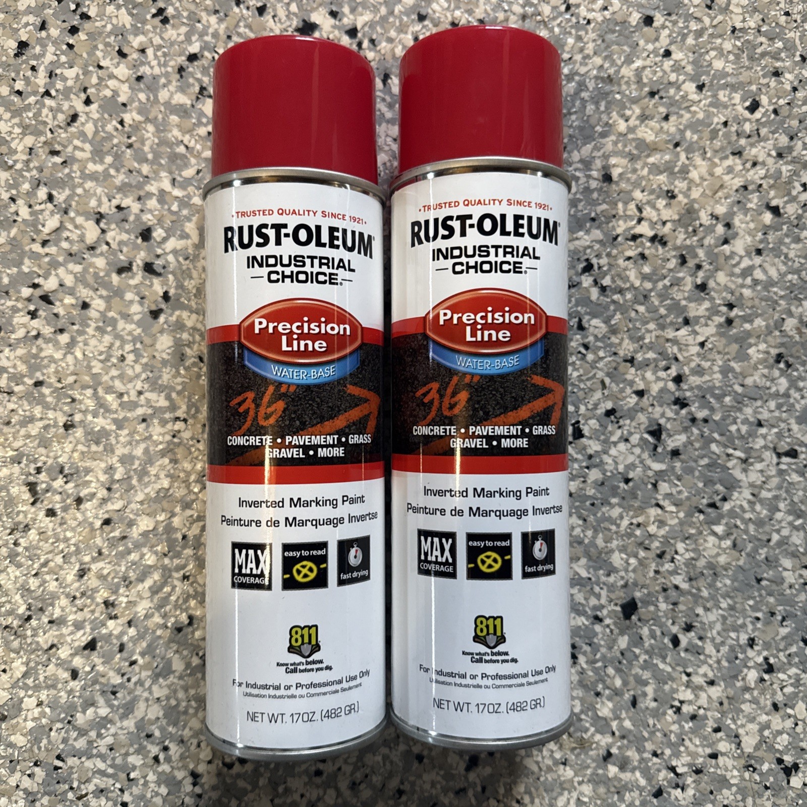 2 Pack! Rust-Oleum Precision Line Marking Paint,17 Oz, Safety Red,Water Based