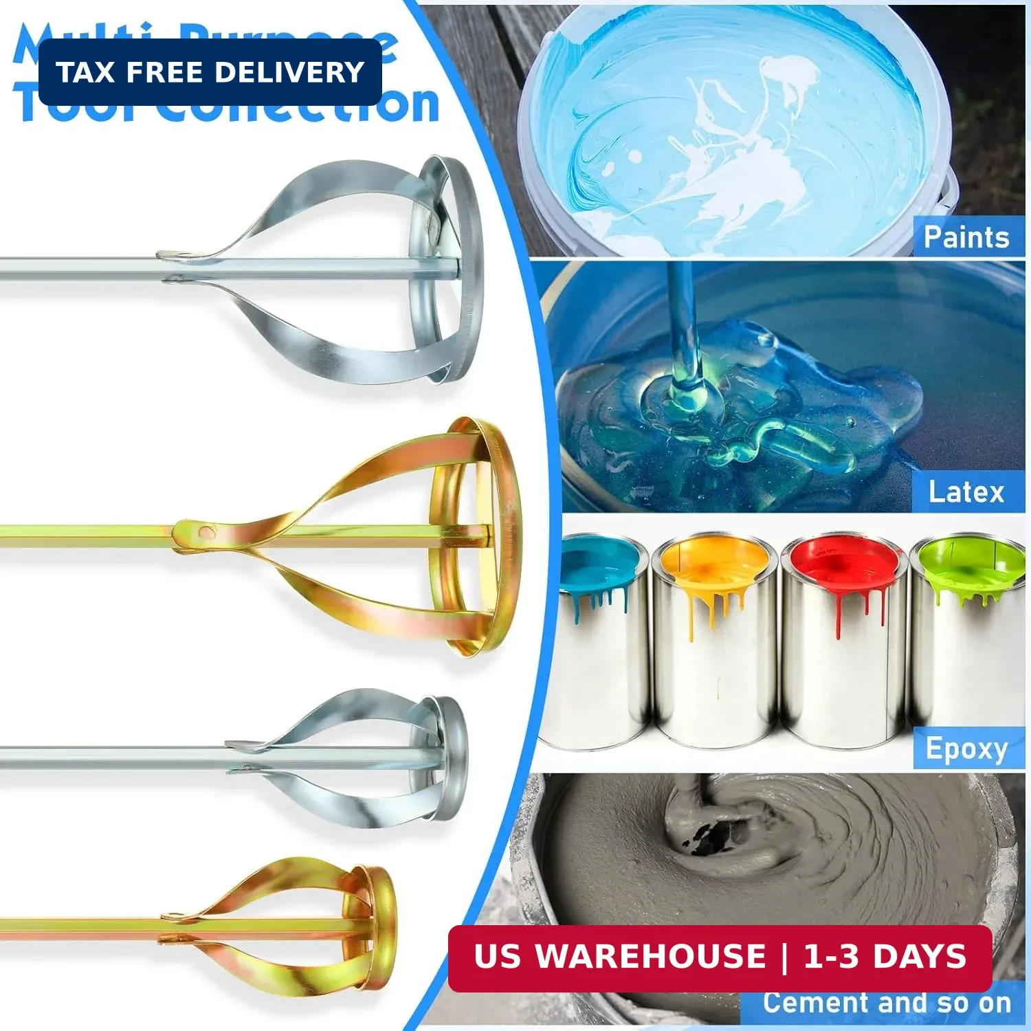 4 Pcs Paint Mixer for Drill Paint Stirrer Fits 1-5 Gallon Buckets for All Standa