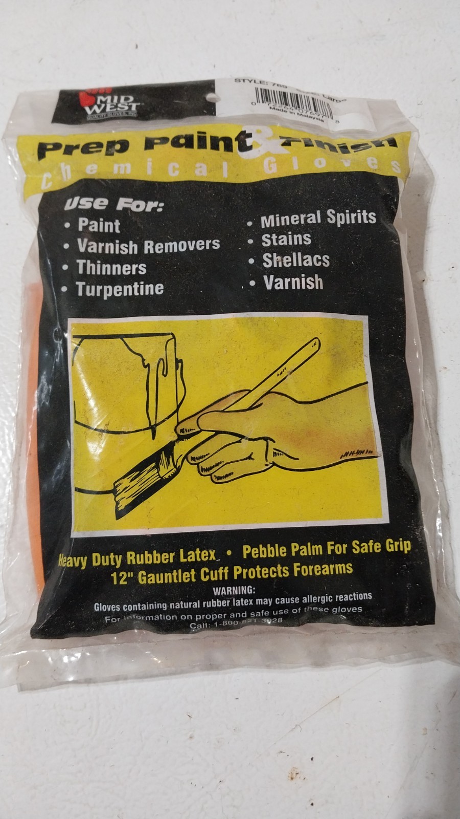 Mid West Prep Paint and Finish Latex Chemical Gloves 12 “