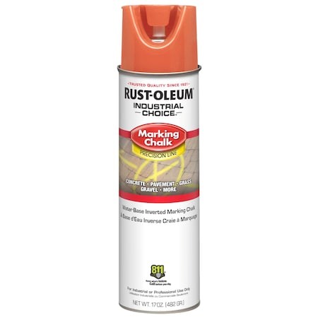 Rust-Oleum 205233 Inverted Marking Chalk Aerosol, 17 Oz, Apwa Orange, Water
