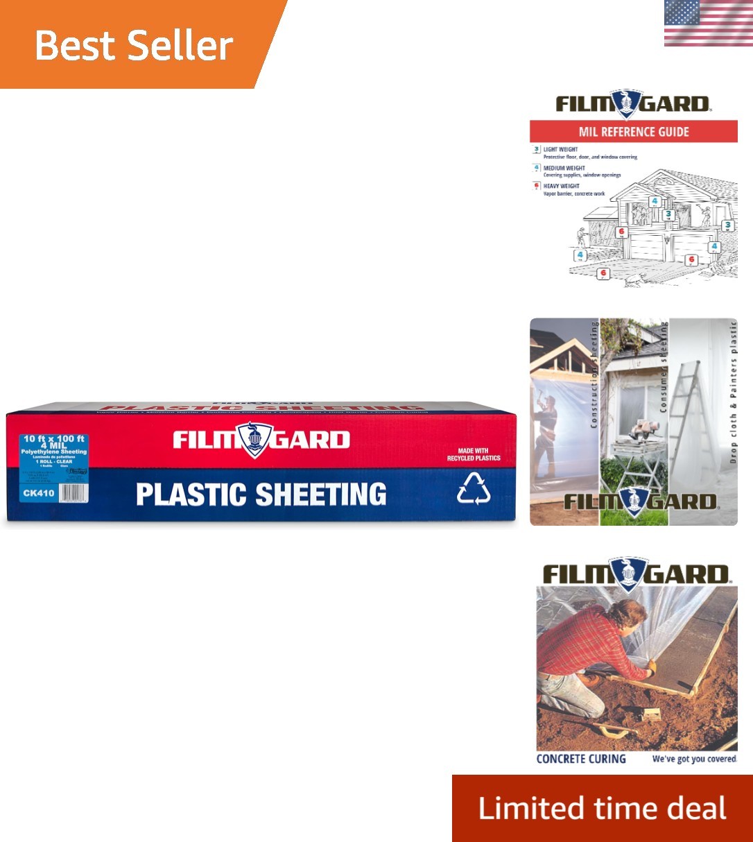 Multi-Purpose Clear Plastic Sheeting 10′ Width x 100′ Length – 4 Mil Thickness