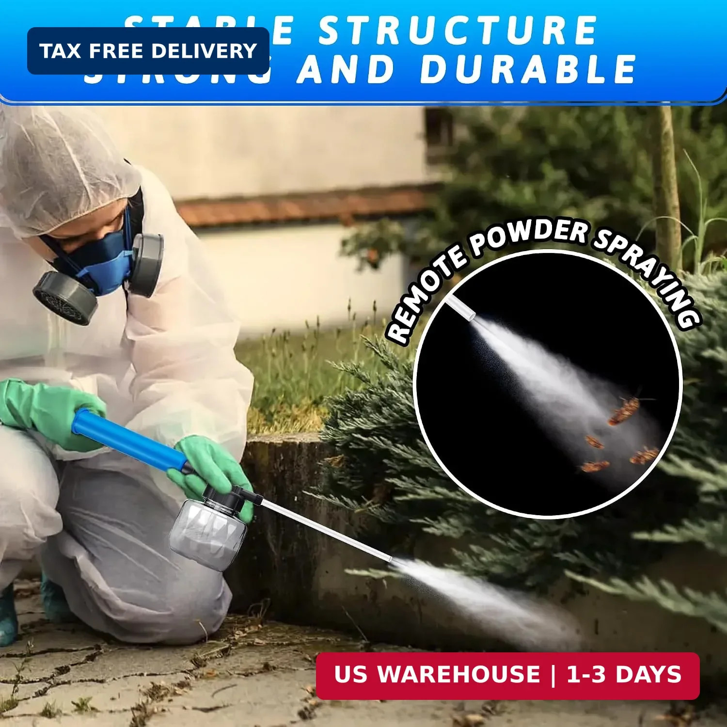 19″ Powder Duster Sprayer with Push-Pull Air Pump for Diatomaceous Earth, Delta