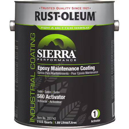Rust-Oleum 283742 Epoxy Activator Satin Finishes, Clear, Satin, 1 Gal, 230 To