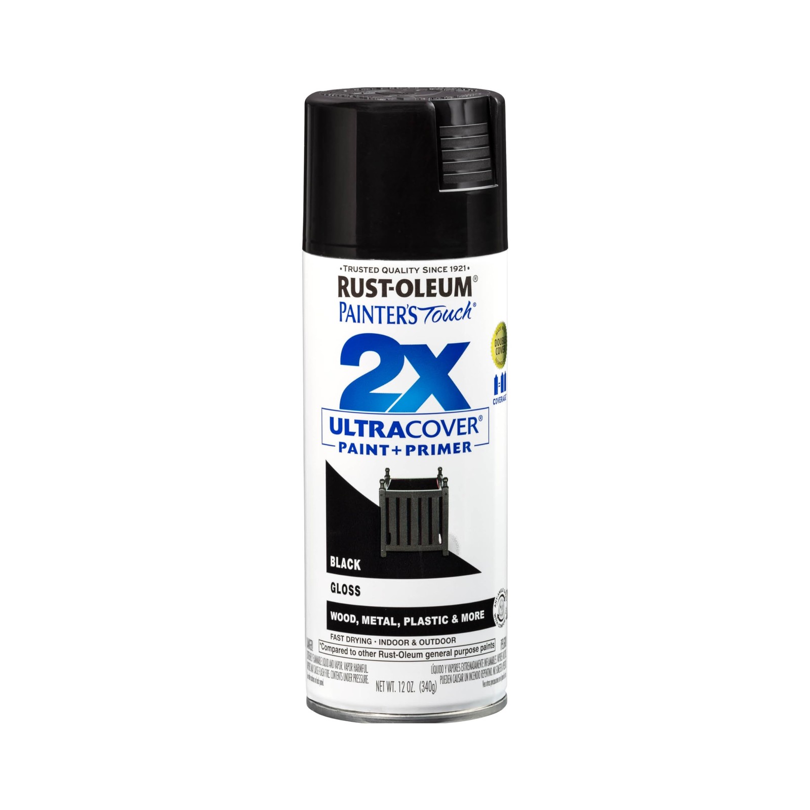 Rust-Oleum 249122 Painter’s Touch 2X Ultra 12 Ounce (Pack of 1), Gloss Black