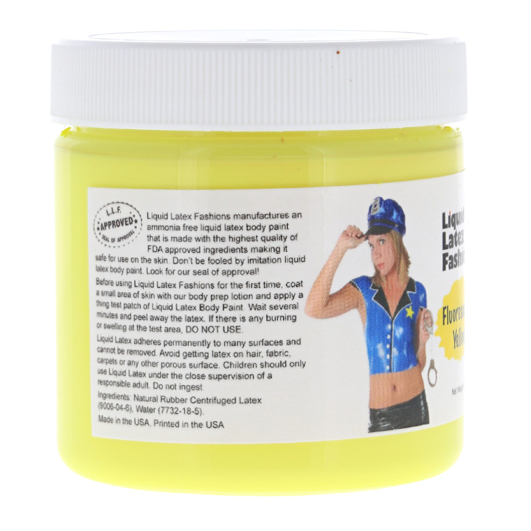 Fluorescent Yellow Liquid Latex Body Paint – 4 oz GLOWS UNDER BLACK LIGHT!