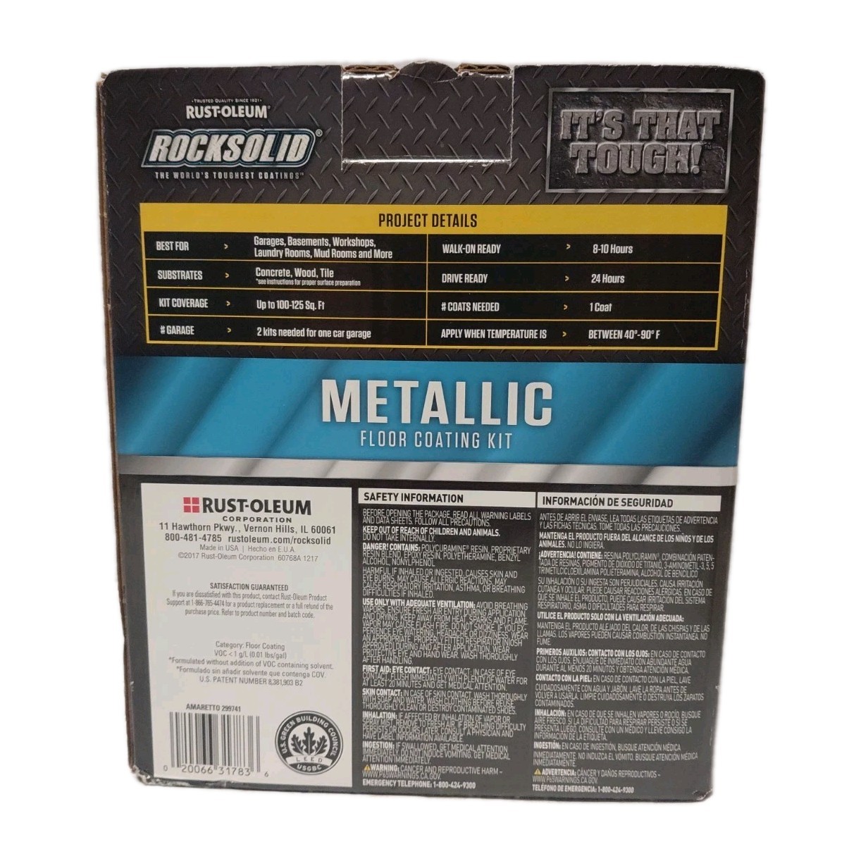 Rust-Oleum Rock Solid Garage Floor Coating Kit Amaretto Metallic