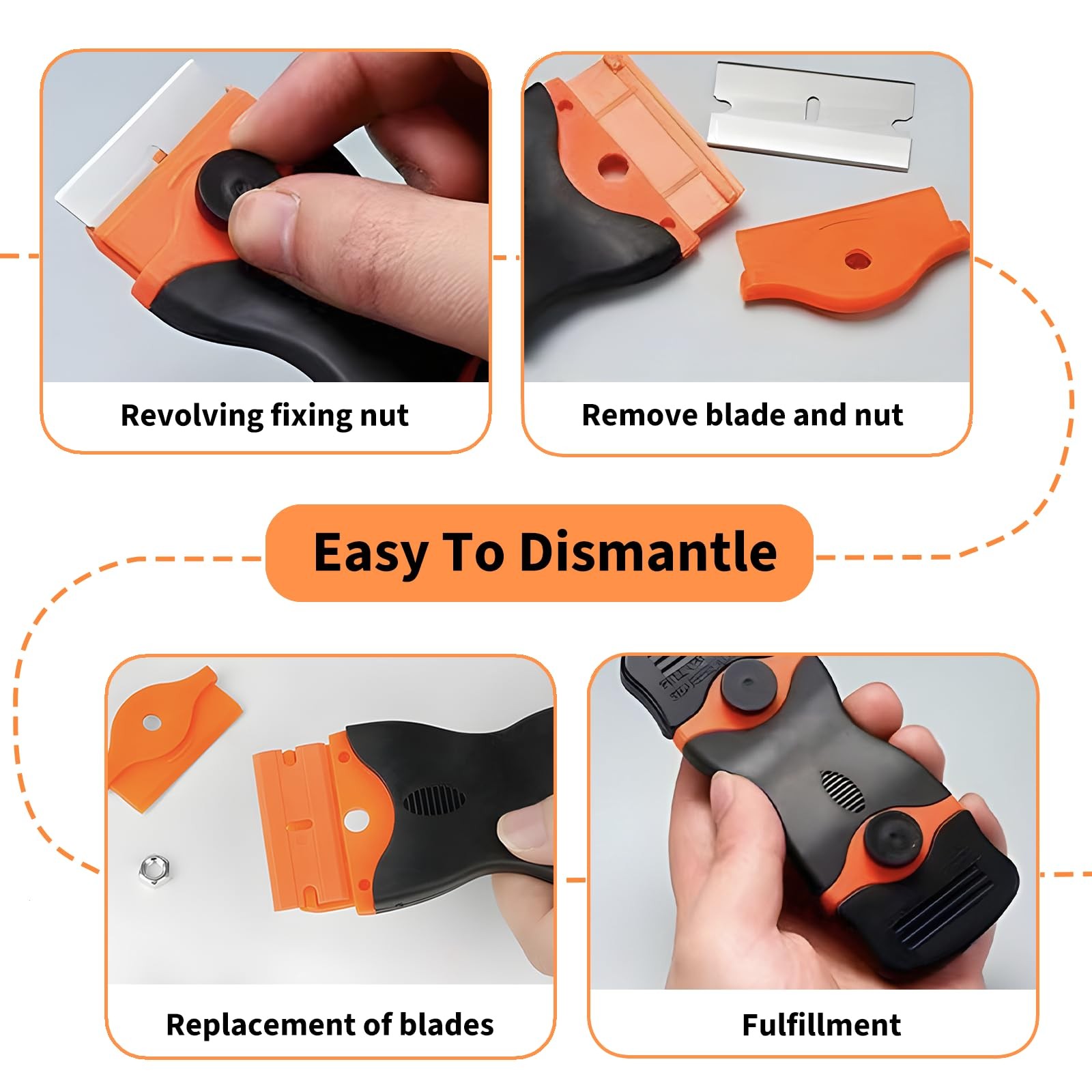 Wdmxszdq Razor Blade Scraper Tool Set, 4 Pack Paint 5/5000 Black and Orange