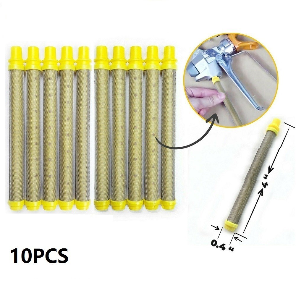 10pcs 100Mesh Airless Spray Tool YELLOW Filter Insert 304-Stainless-steel