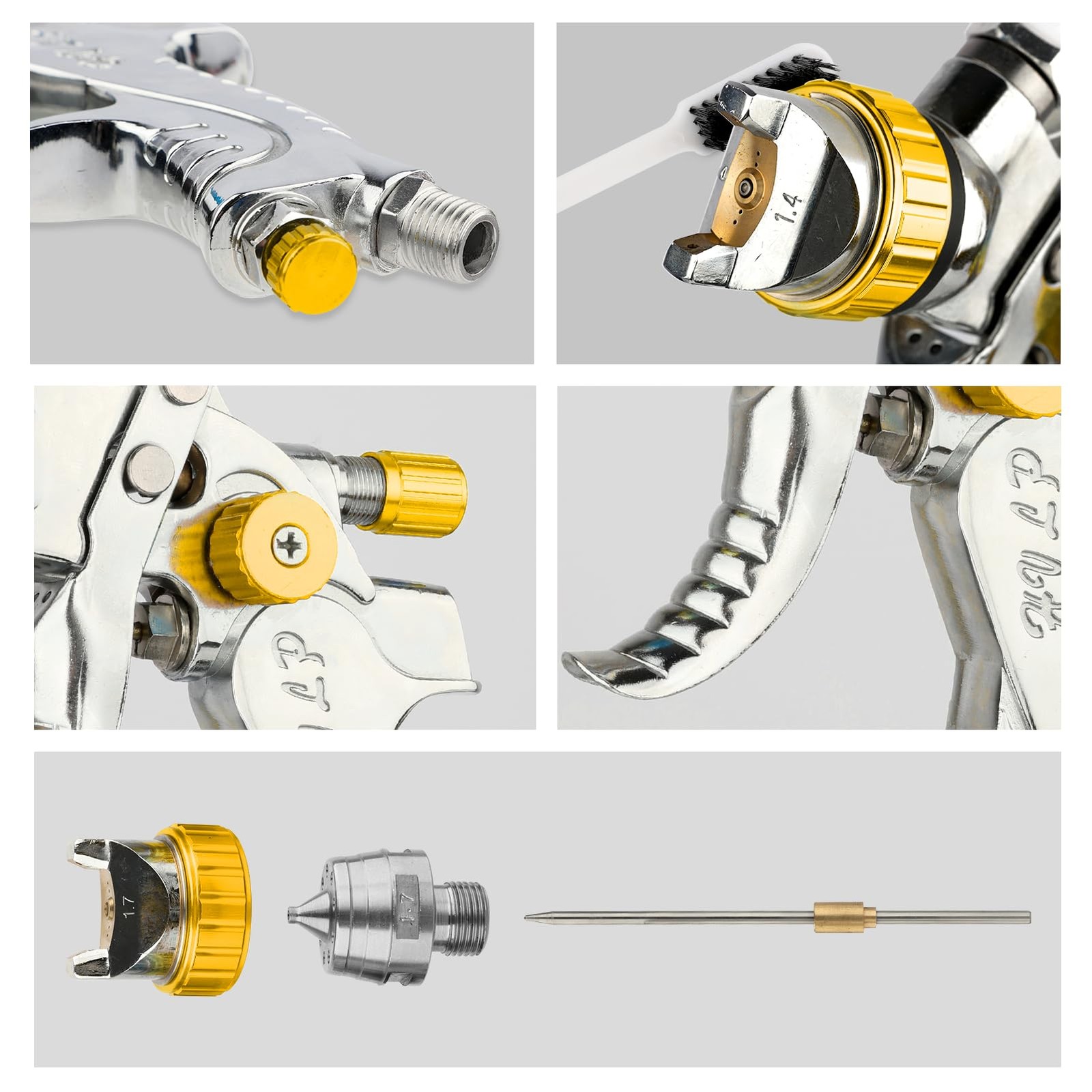 Fornax Hvlp Spray Gun Replaceable 1.4Mm 1.7Mm 2.0Mm Nozzles Needle Cap