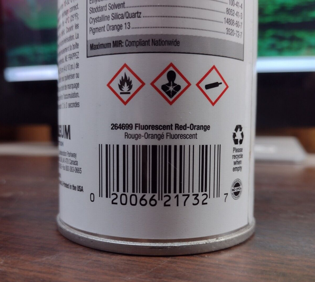 RUST-OLEUM 264699 CONSTRUCTION MARKING PAINT FLUORESCENT RED/ORANGE 17 oz NEW