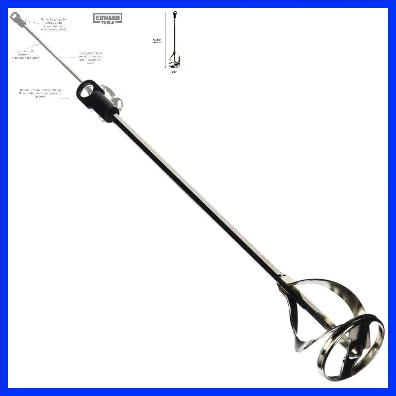Paint and Mud Mixer for Drill – Mixes 1 to 3 Gallons – 15 3/4″ Length – 5/16″…