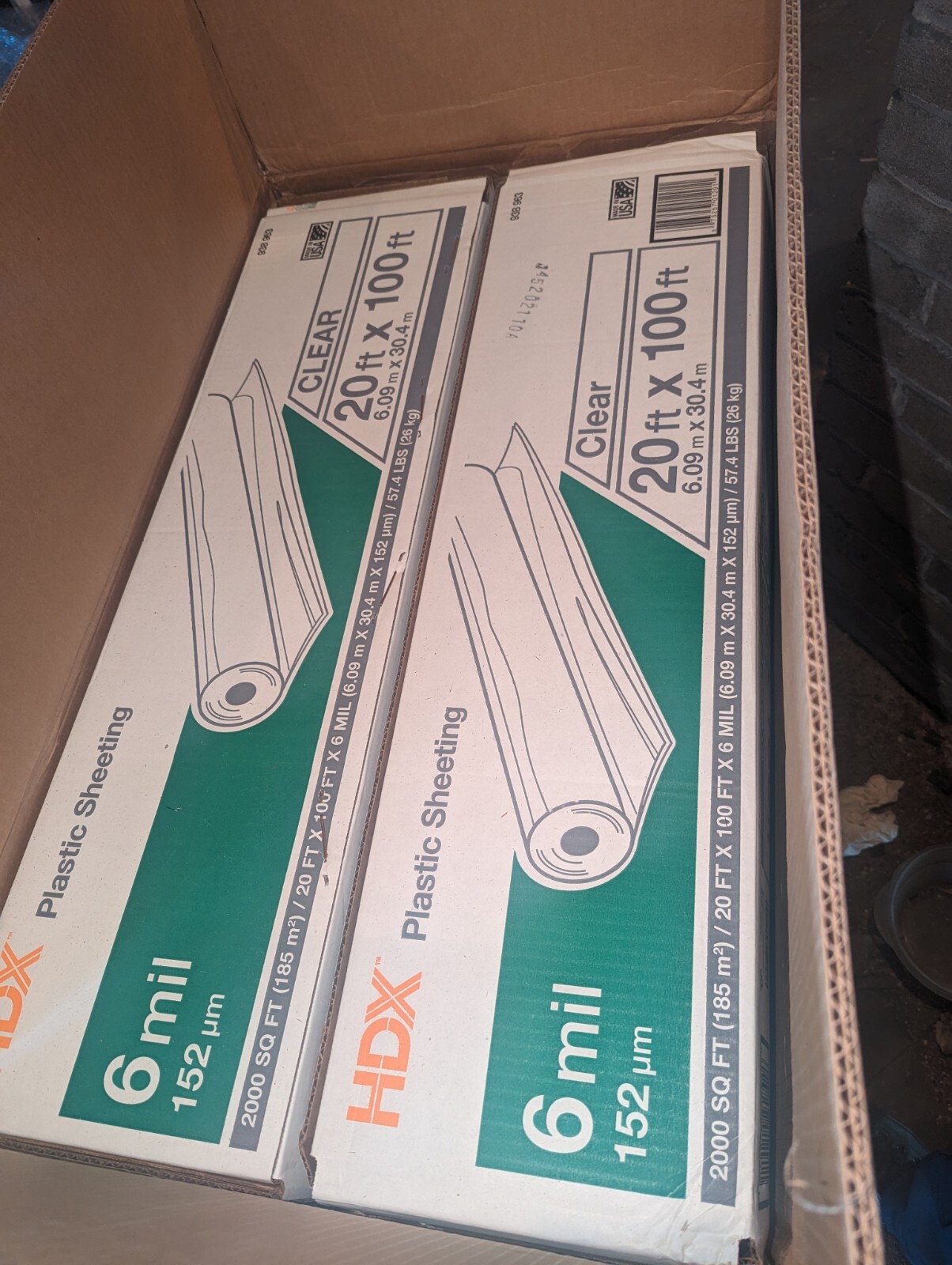 Single Roll 20′ x 100′ 6 Mil Heavy-Duty Clear Poly Sheeting: 6 Mil Thickness