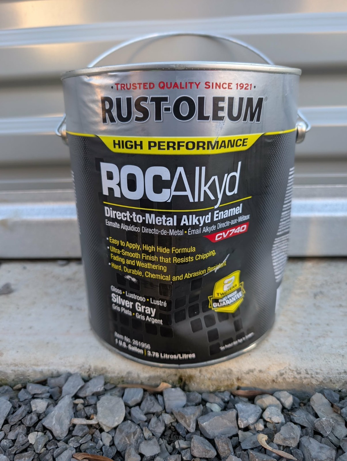 RUST-OLEUM 261956 1 GAL 100 VOC DTM Alkyd Silver Gray 23N393 Dented Can