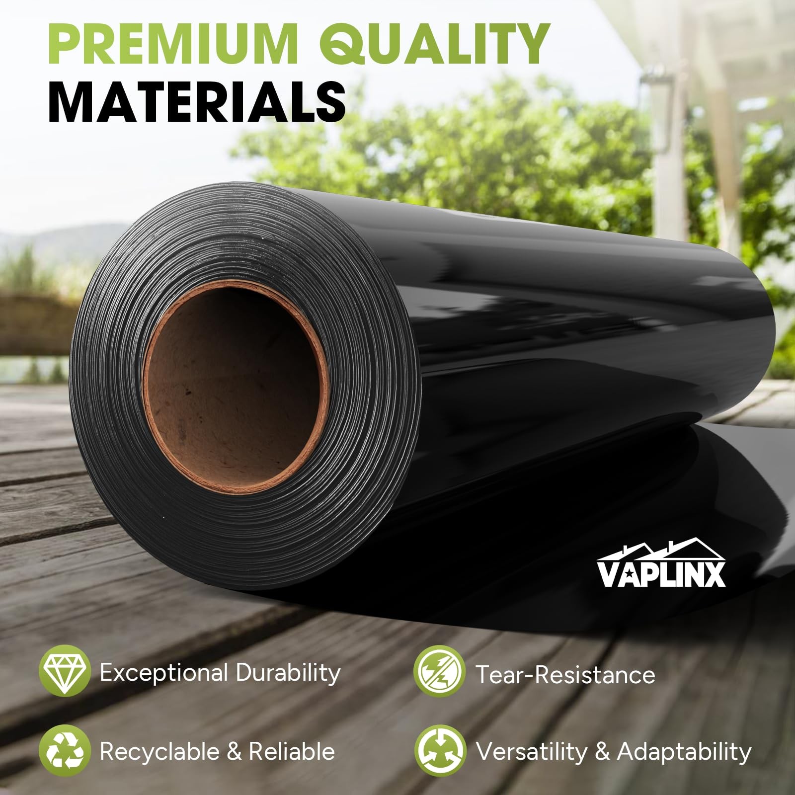VAPLINX 10 Mil 2.5ft x 100ft Black Plastic Sheeting