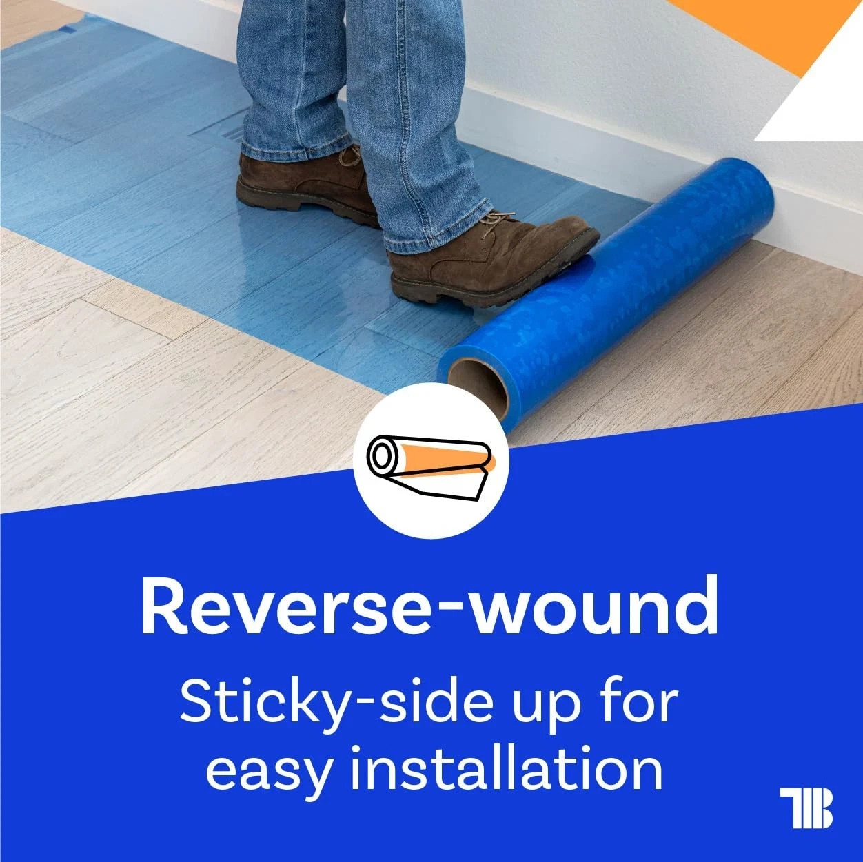 Ultimate Floor Protection Film, 24-inch x 200′ roll Blue Self Adhesive Durable