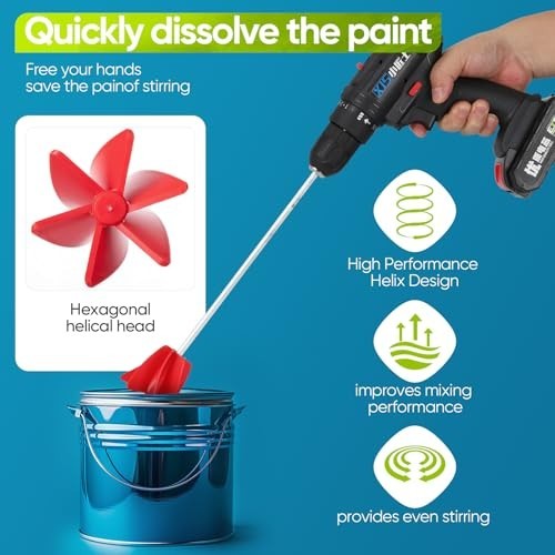 2-Pack Paint Mixer Attachments for Drill – 11.8″ Stirrer Paddle for Epoxy & Thic