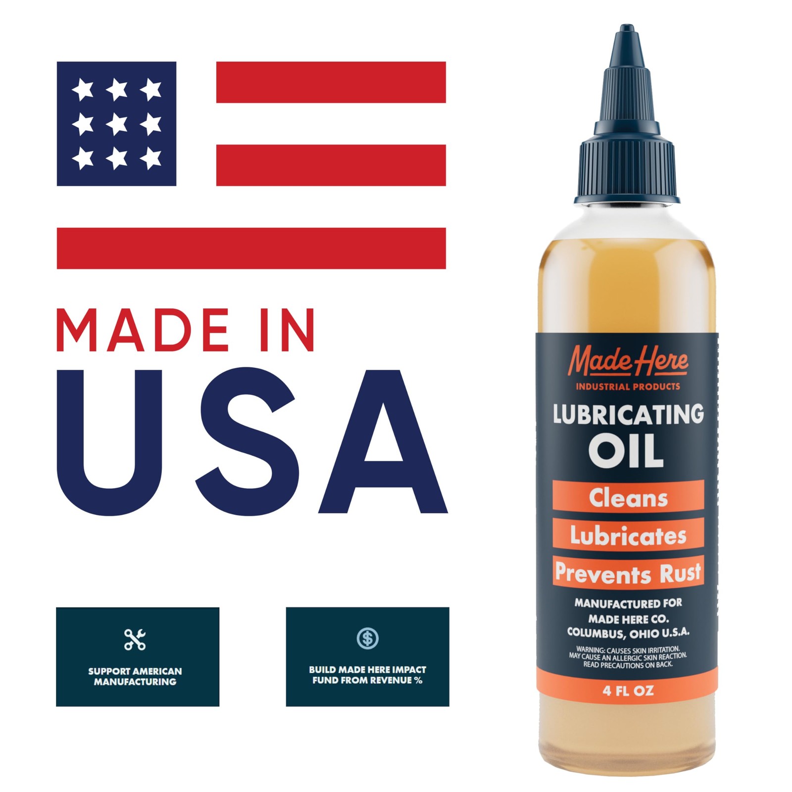 Made Here Co. Multi-use Lubricating Multipurpose Oil 4 Oz (Pack of 1), Clear