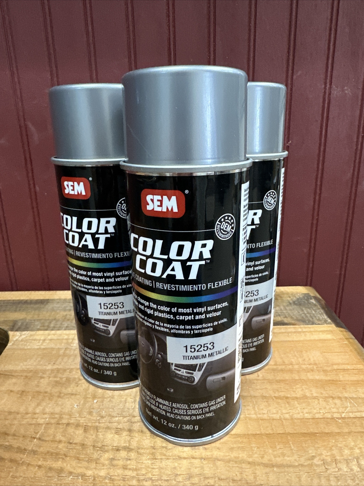 SEM Color Coat 15253 Titanium Metallic Lot Of 3 Cans