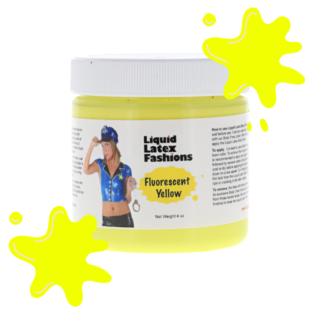 Fluorescent Yellow Liquid Latex Body Paint – 4 oz GLOWS UNDER BLACK LIGHT!