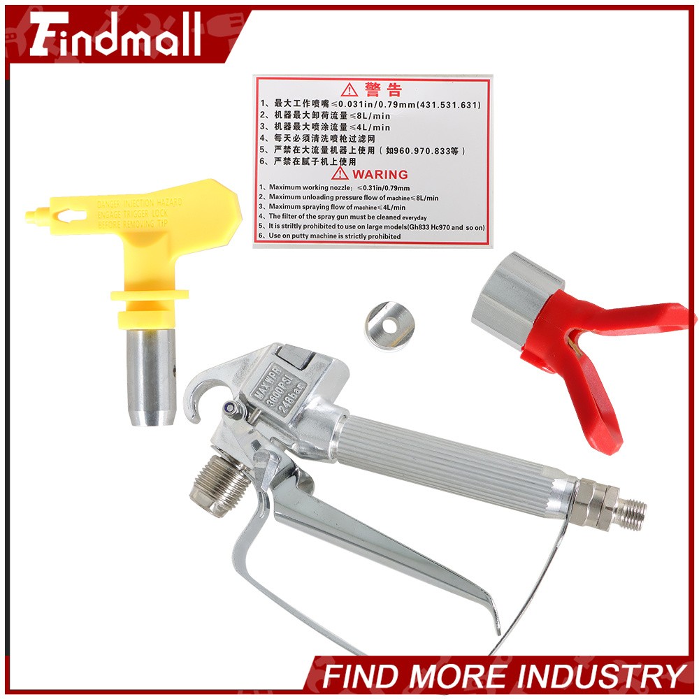 Findmall Tip+Nozzle Guard for Sprayers 3600PSI Airless Paint Spray Gun 517 Spray