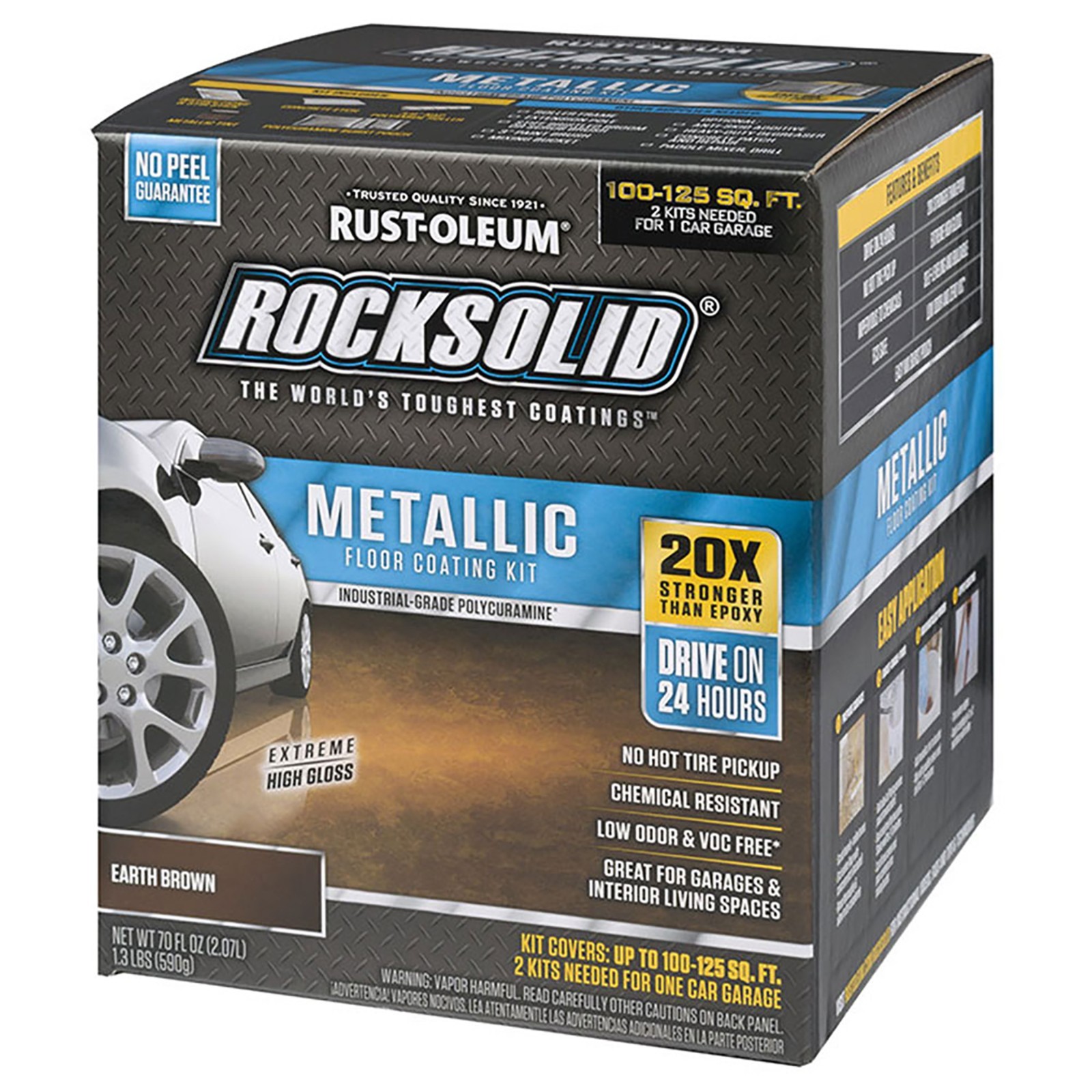 Rust-Oleum 286895 RockSolid Polycuramine Metallic Floor Coating Earth Brown 70oz