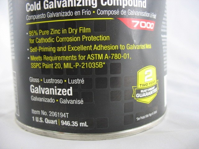 Rust-Oleum 206194T Cold Galvanizing Compound Metal Gray 1 Quart
