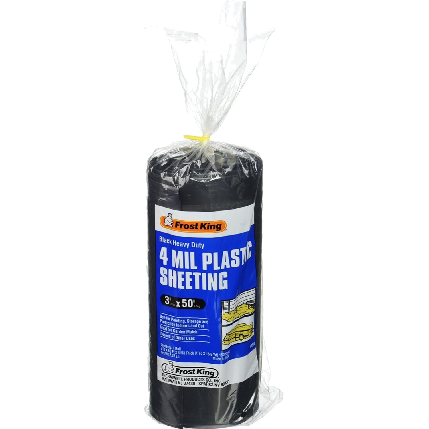350B Polyethylene Sheeting 3′ x 50′ 4 Mil Black