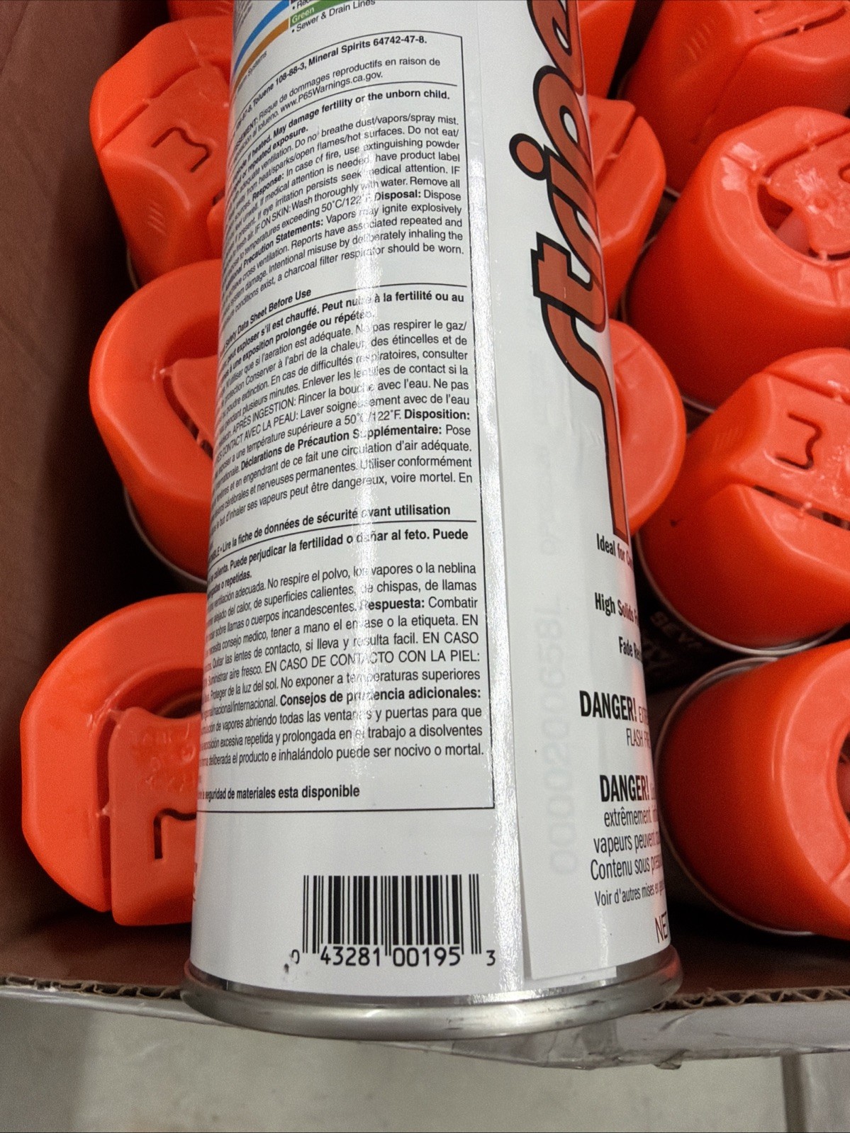 12 Cans Seymour Stripe Inverted Ground Marking Paint Florescent Red-Orange