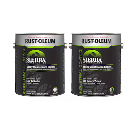 Rust-Oleum 248288 Epoxy Activator And Finish Kit, Safety Yellow, High Gloss, 1