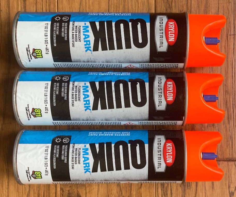 Qty 3 Krylon Industrial A03700004 Fluorescent Orange Inverted Marking Paint 17oz