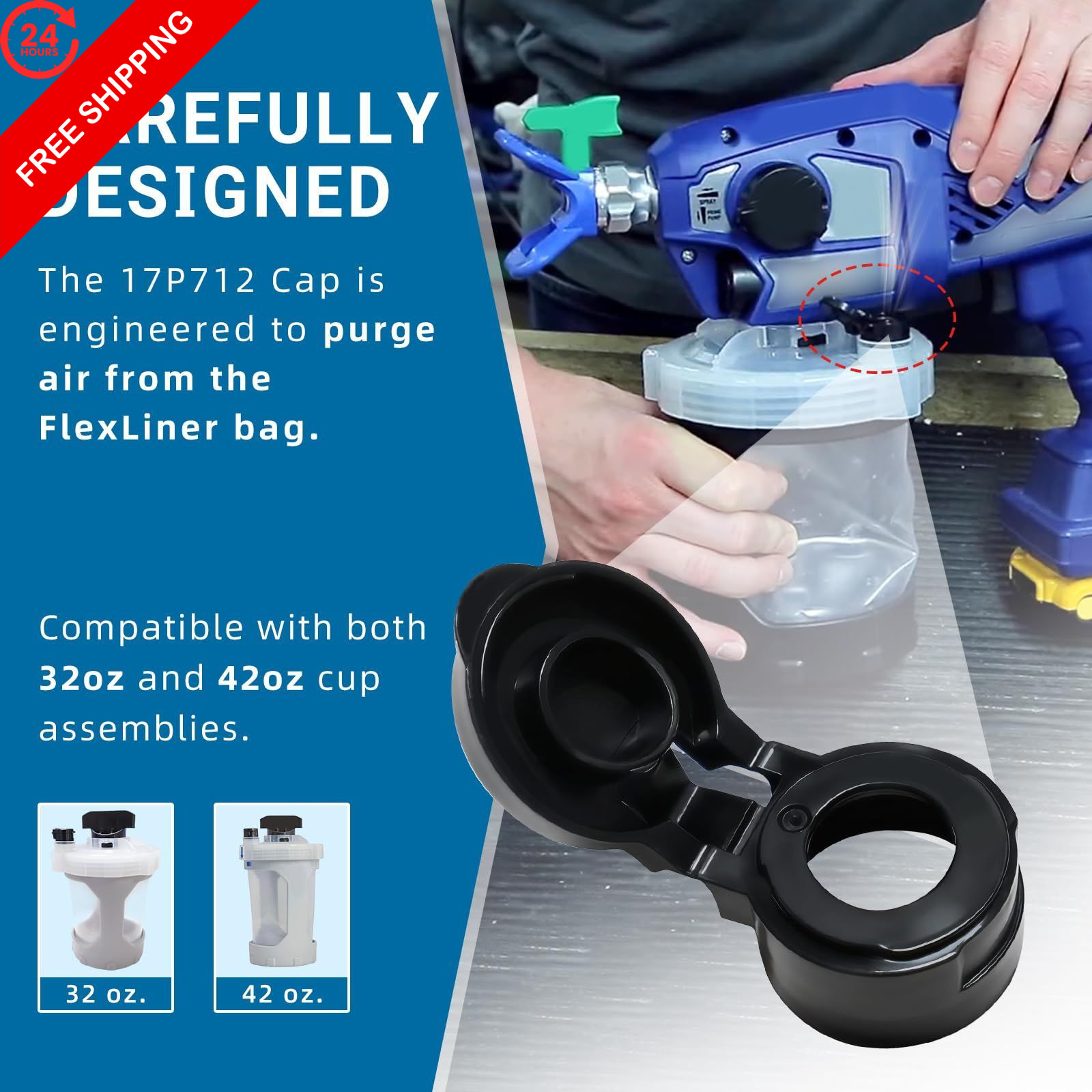 3PC 17P712 VacuValve Cap Compatible with Handheld Replaceable Black