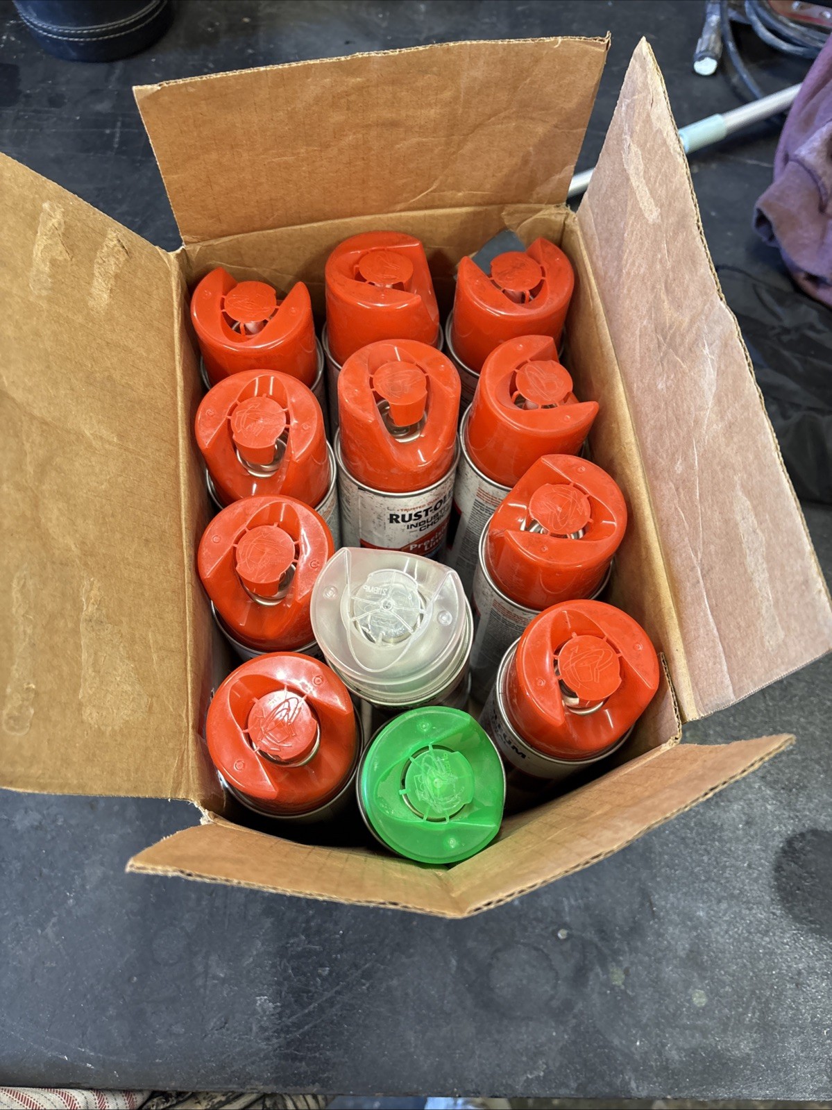 12-Pack Inverted Fluorescent Orange Spray Paint, 17 Oz, Water-Based, for Marking