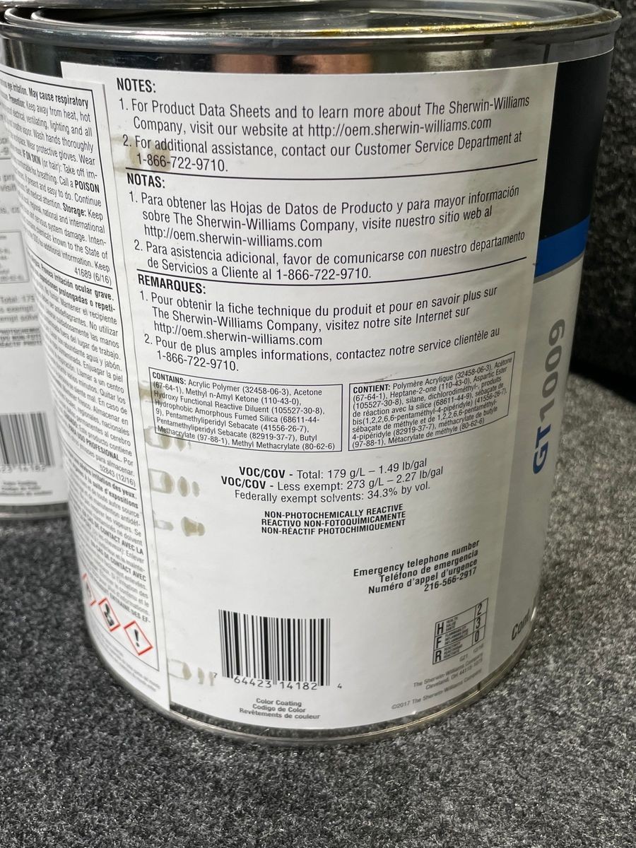SHERWIN WILLIAMS GT1009 Genesis M G2 Single Stage Mixing Clear 3.9QT, Lot of 3*