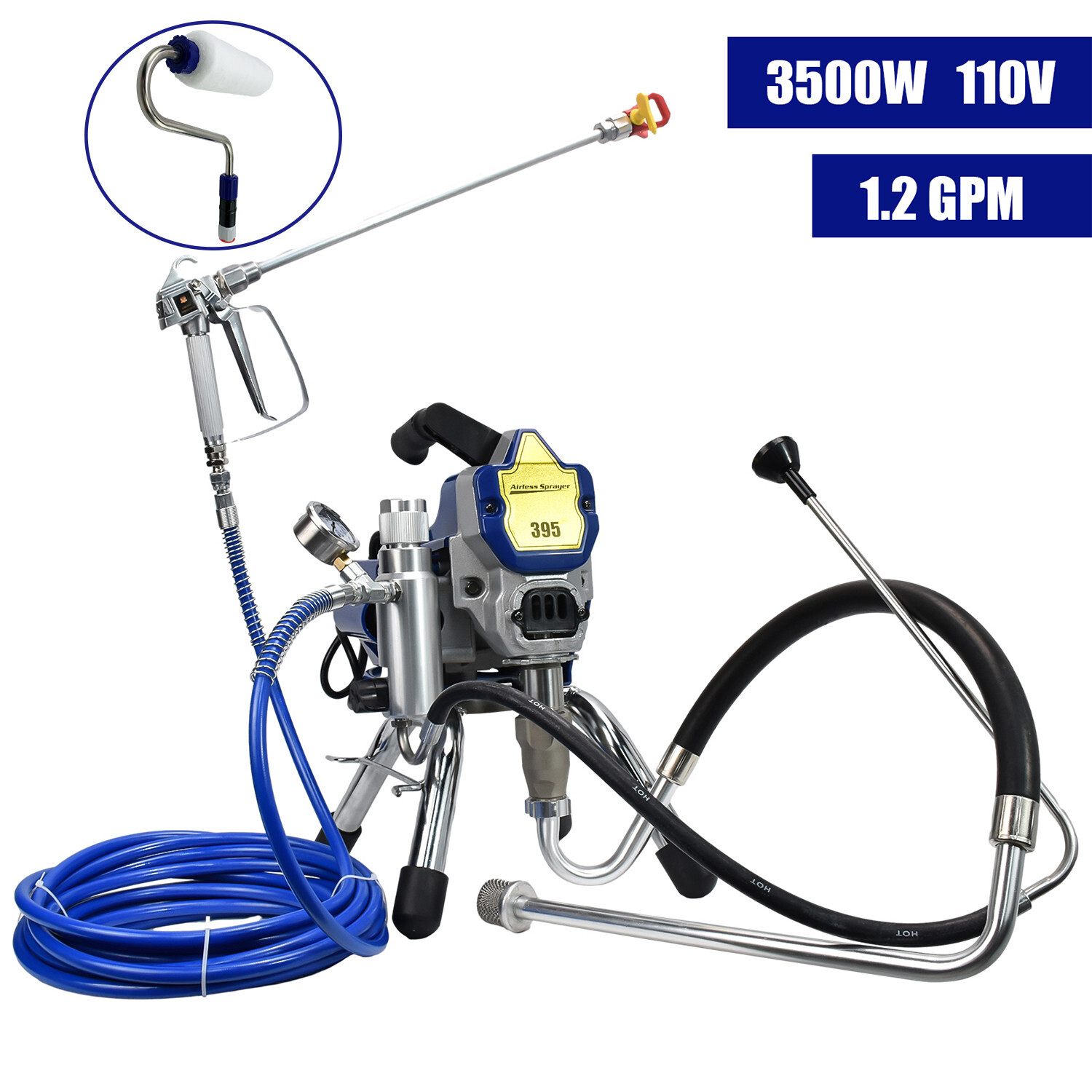 5HP High Pressure Airless Paint Sprayer 3500W High Efficient Power Painting 110V