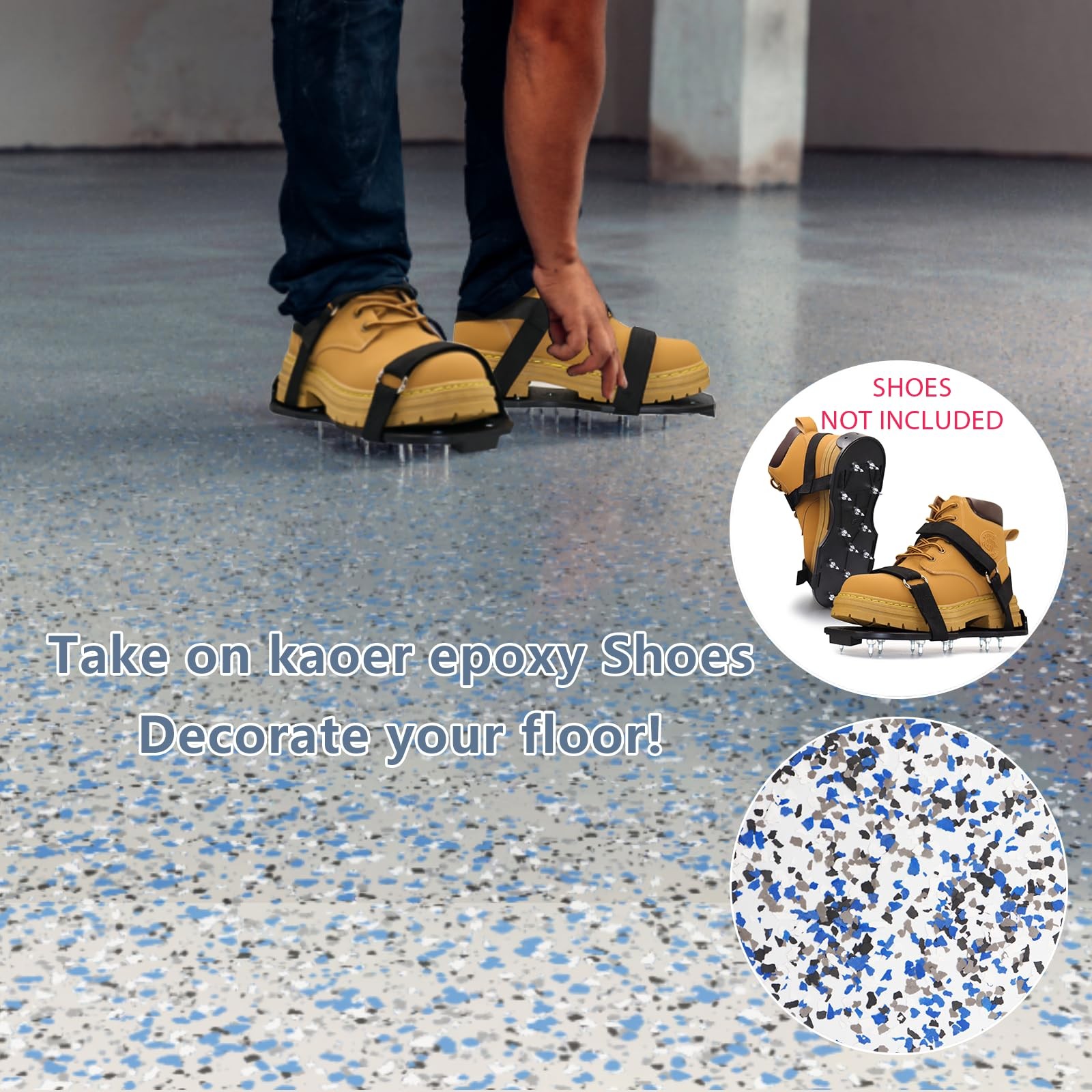 Kaoer Epoxy Floor Flakes，454g/ 1Lb Blend Decorative Color Chips 1LB, Blue