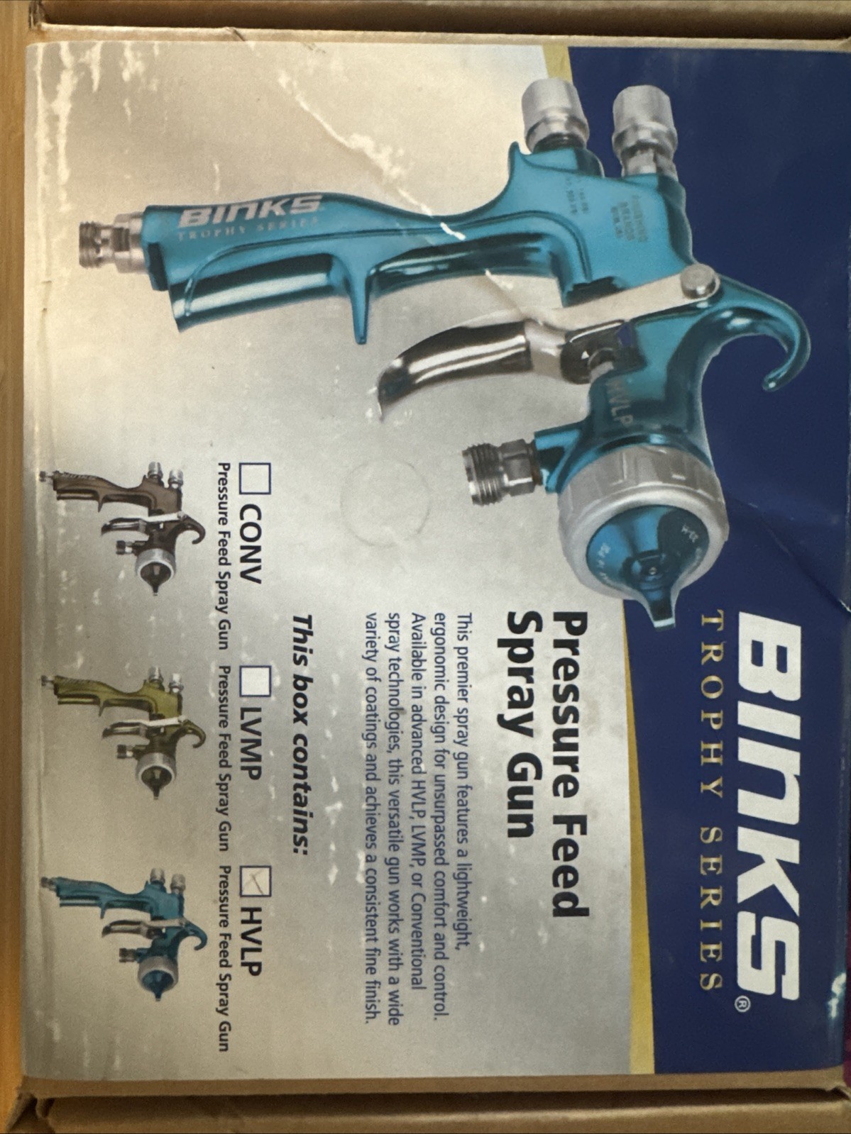 Binks Trophy Pressure Feed HVLP Spray Gun w/1.4mm spray nozzle – 2465-14HV-32S0