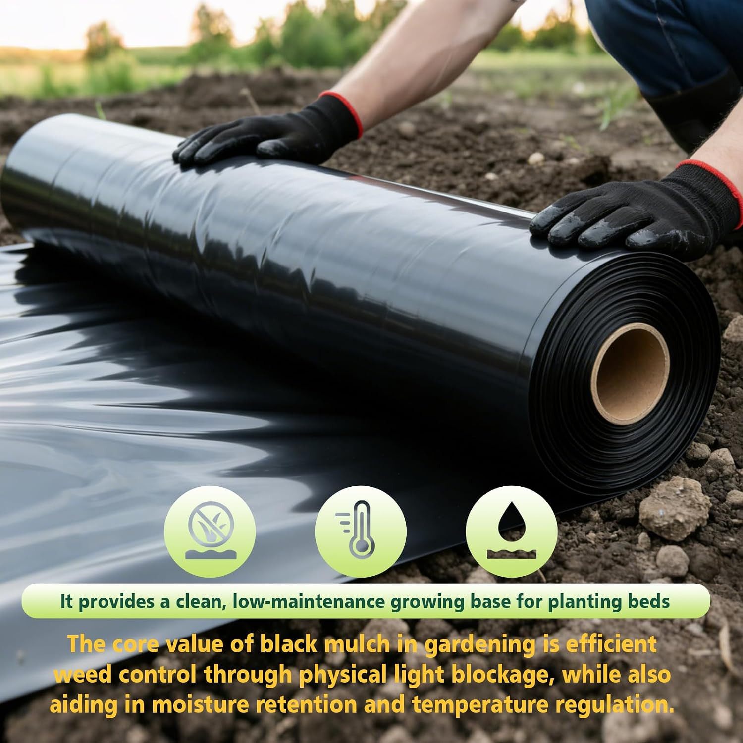 10Ft X 100Ft 10 Mil Black Plastic Sheeting Heavy Duty, LLDPE Vapor Barrier for C