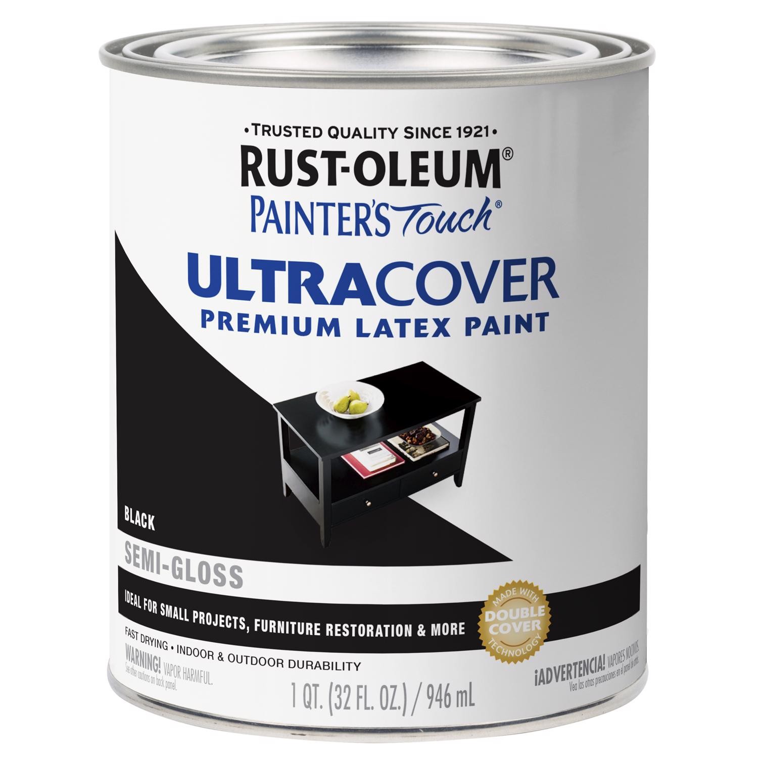 Rust-Oleum 1974502 Semi Gloss Black Multi Purpose Paint 1 qt. (Pack of 2)