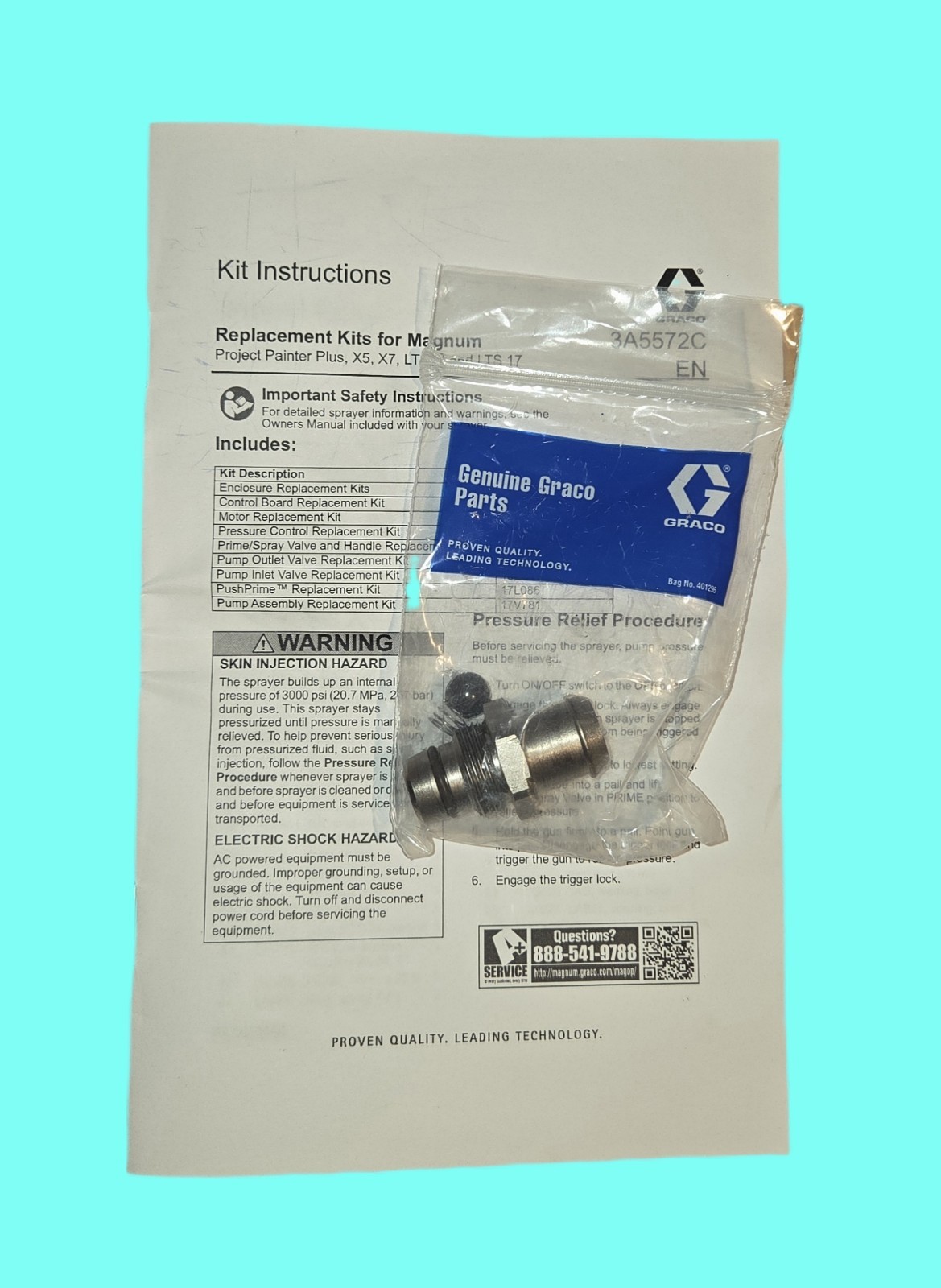 Graco Inlet Valve 16E844 Repair Kit OEM MADE IN U.S.A.
