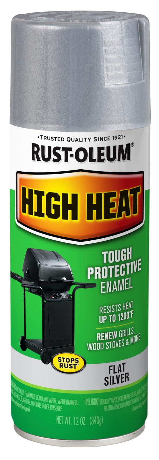 Rust-Oleum 7716830 High Heat Enamel Spray Paint, 1 Count (Pack of 1), Silver