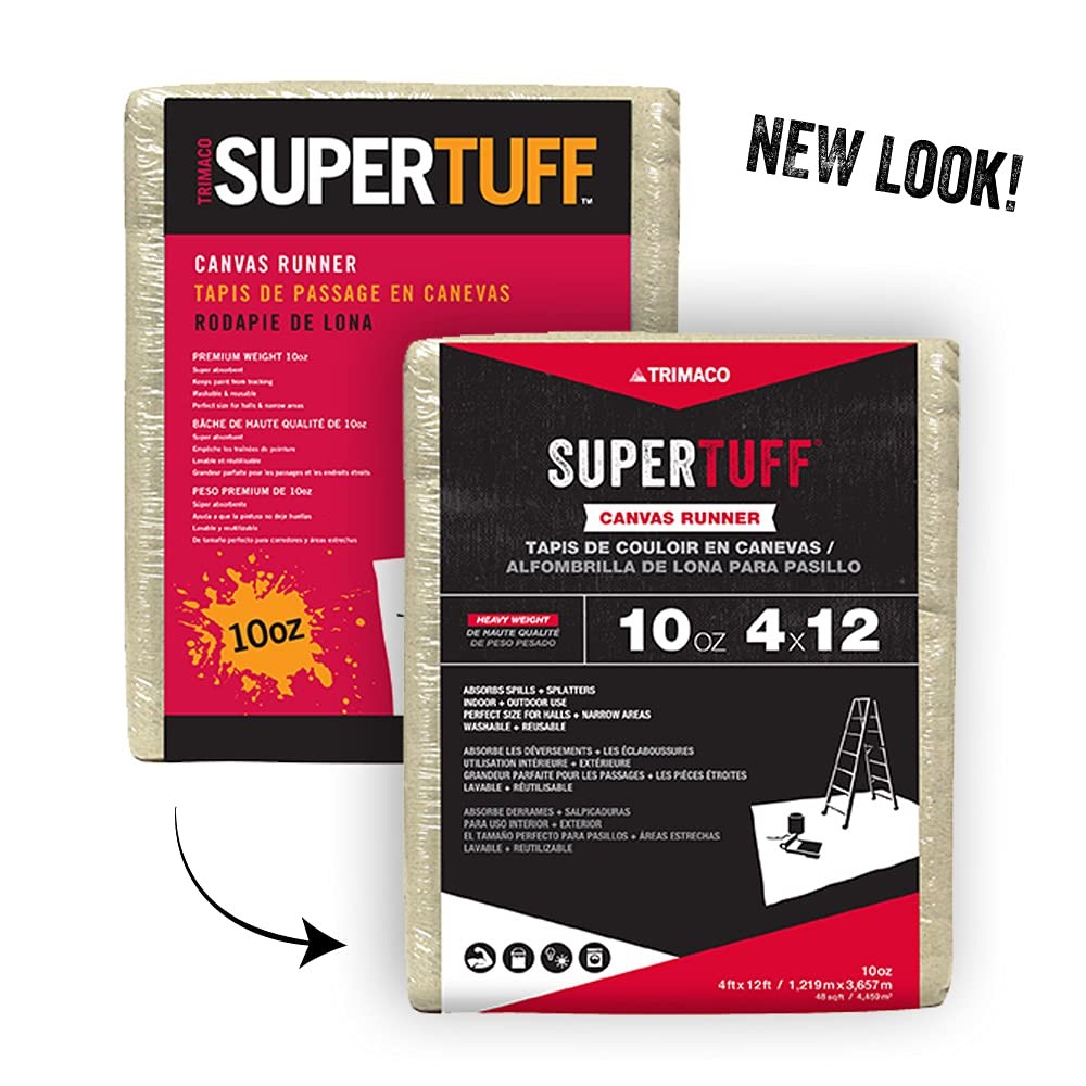 Trimaco 51127 SuperTuff 4×12 ft Tan Canvas Drop Cloth 2-Pack (48 sq ft)