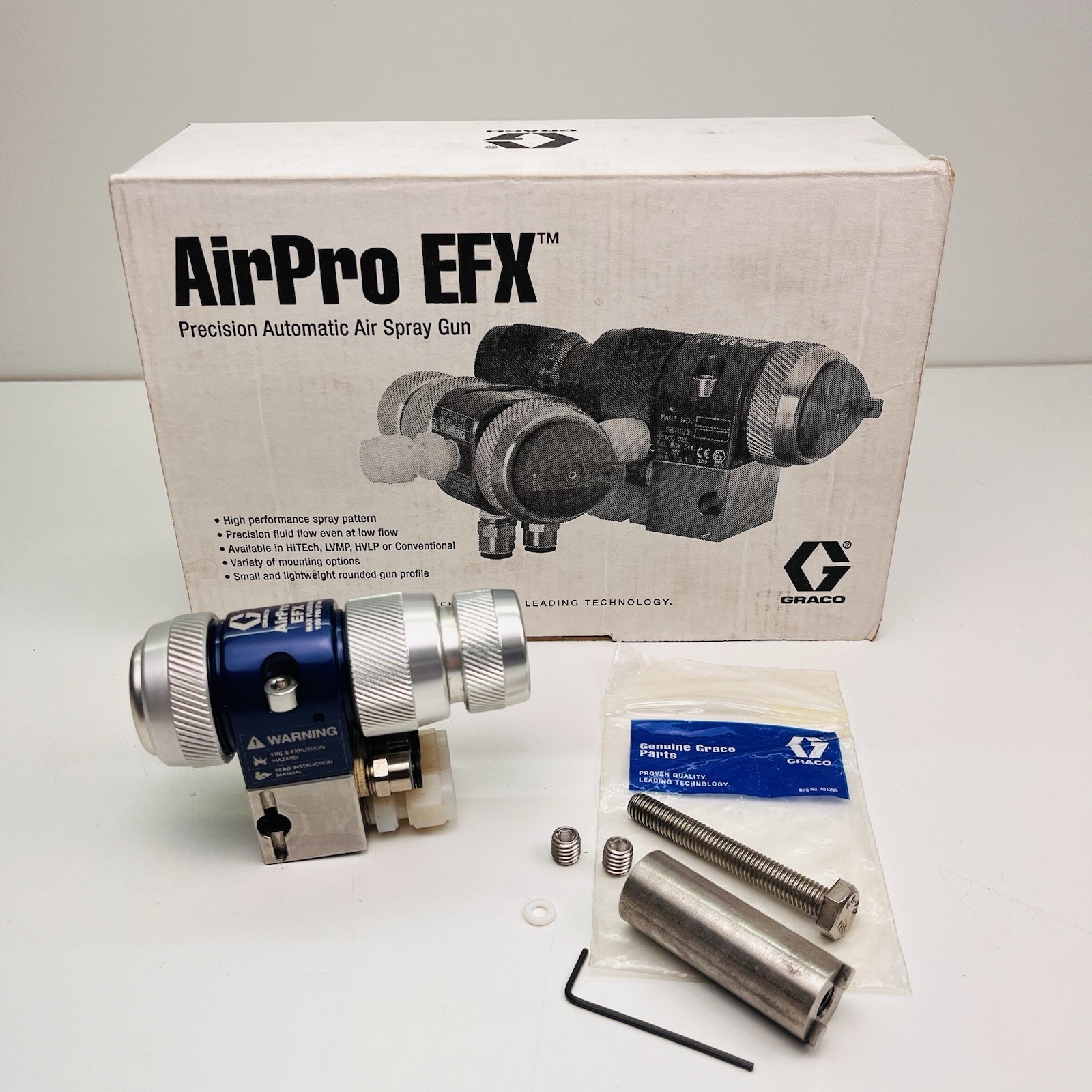 Graco 24B875 AirPro EFX Automatic Spray Gun Air Brush, 0.028″ Nozzle, SST Tip
