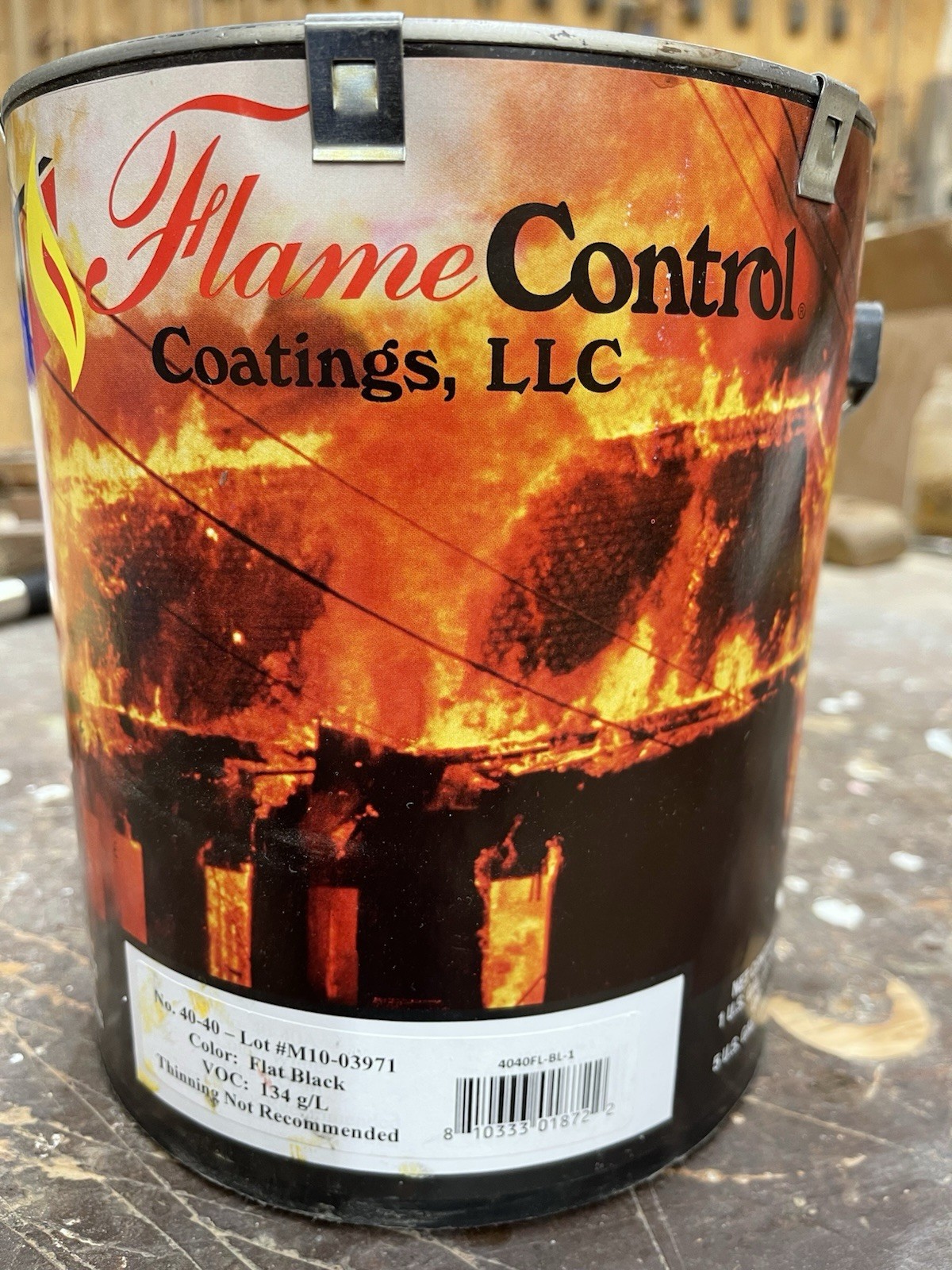 Flame Control Coatings Fire Retardant Interior Latex Paint/Flat Black/ Gallon