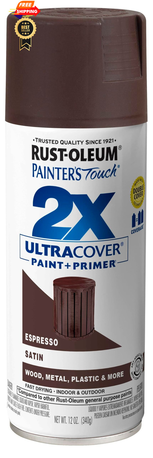 Rust-Oleum 249081 Painter’s Touch 2X 12 Ounce (Pack of 1), Satin Espresso